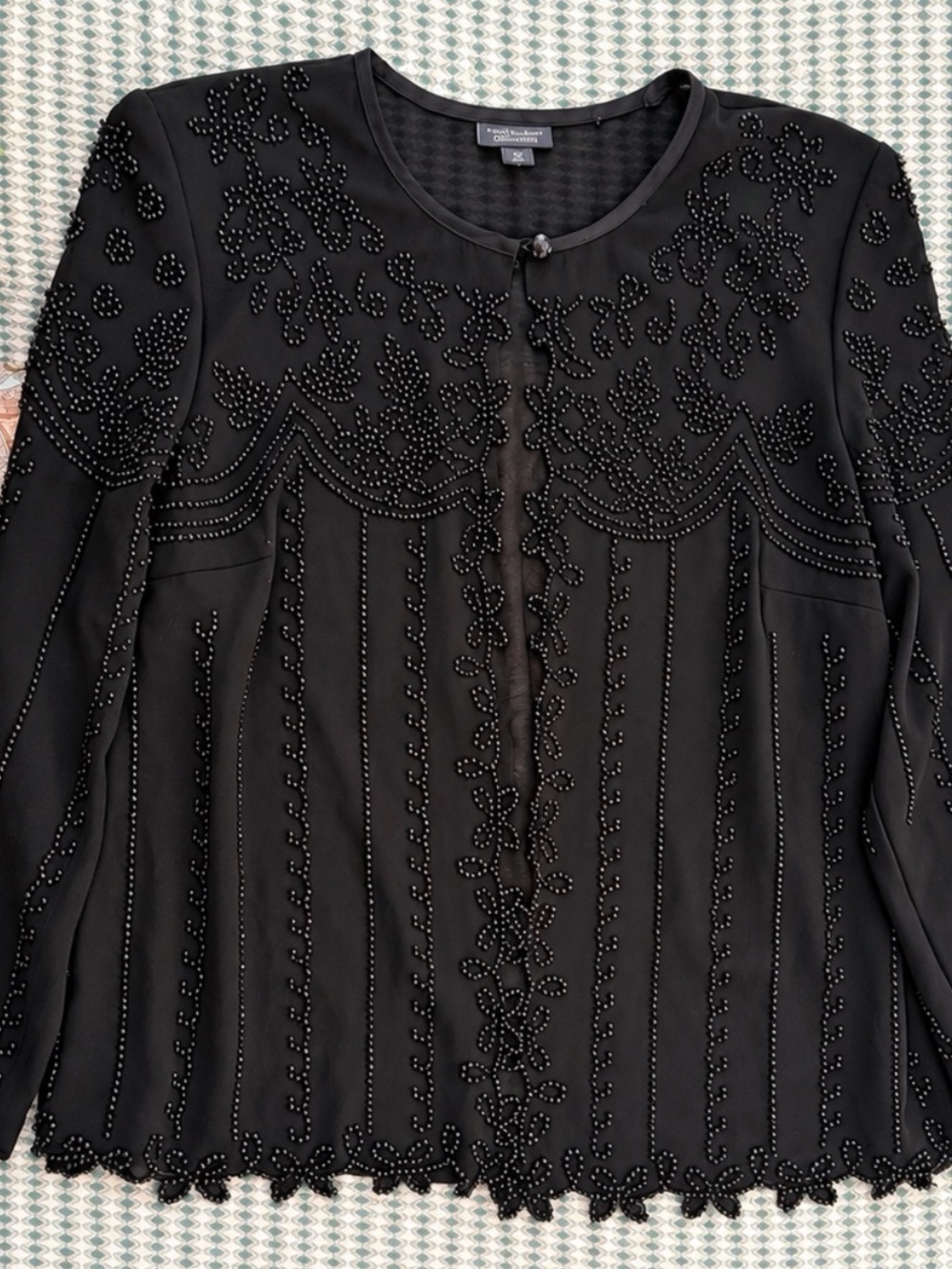 Vintage Y2K Dress Barn Plus Women’s Black Beaded Sheer Evening Jacket 14W Should